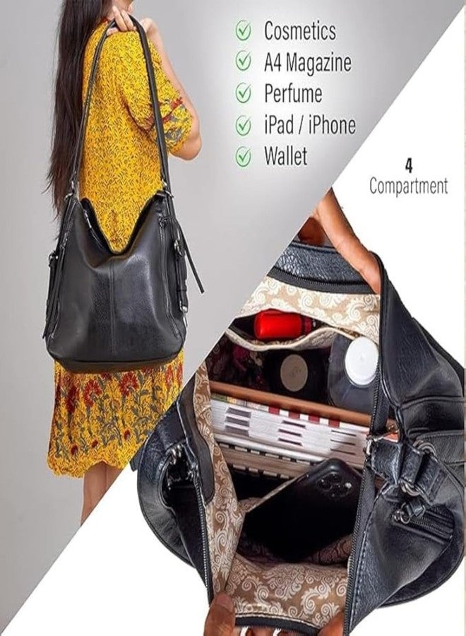 FUOCO women handbags | Women’s Premium Vegan Leather Sling Backpack | Convertible Mini Daypack | Water-Resistant Bag for Travel & Work - Image 4
